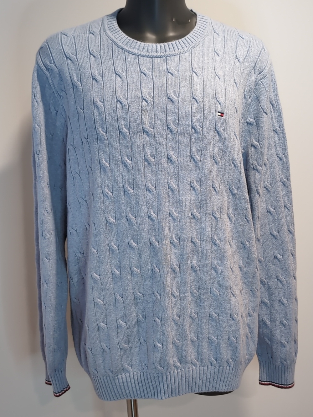 Tommy Hilfiger Men's Blue Cable Knit Crewneck Sweater 3XL Cotton